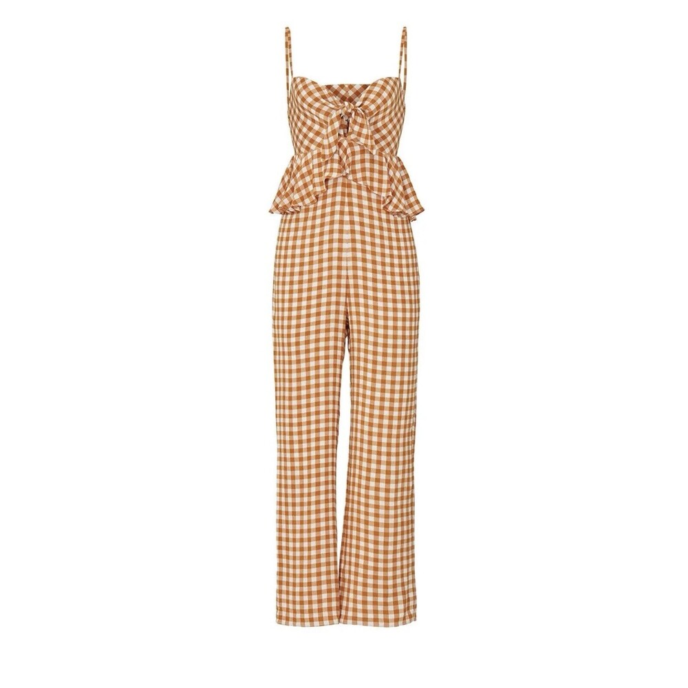 SAYLOR Laken Mustard Yellow Gingham Jumpsuit SIZE SMALL Retail $253
